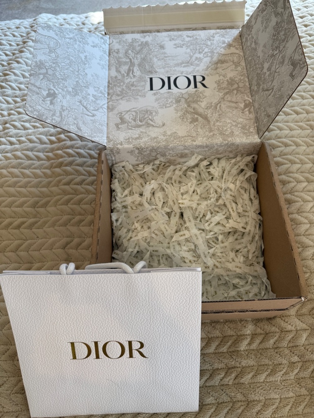 Dior White and Gold Gift Bag with Branded Box Interior